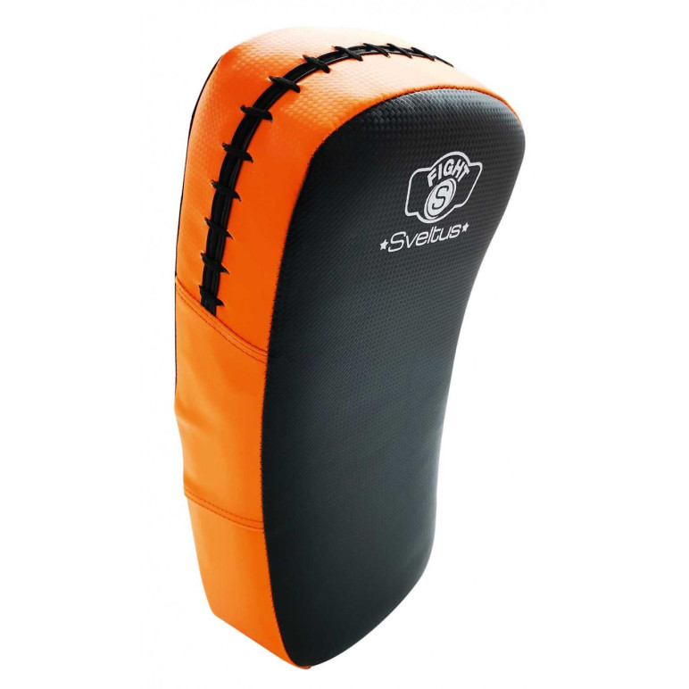 Bouclier de frappe et sparring noir et orange en cuir rembourré pour entrainement de boxe