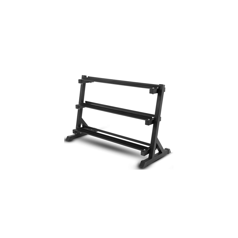 Support sur trois étages pour ranger jusqu'à 200 kilos d'haltères