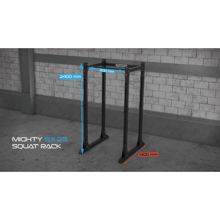 Mighty Rack à squat avec barre de traction et crochets J-cups pour accessoires Kingsbox