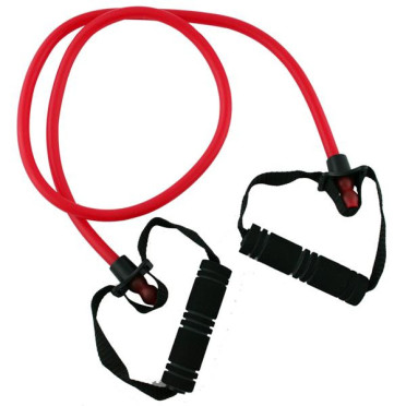 Accessoire de fitness : extenseur avec element de resistance en caoutchouc et poignées x2