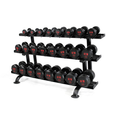Rack de stockage à 3 niveaux pour 12 paires d'haltères en PVC