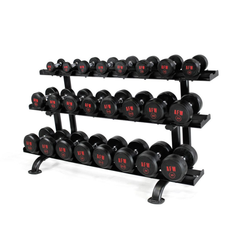 Rack de stockage à 3 niveaux pour 12 paires d'haltères en PVC