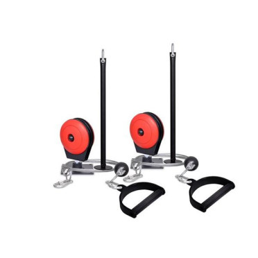 Accessoires de musculation : Système à poulie double pour exercice de tirage haut