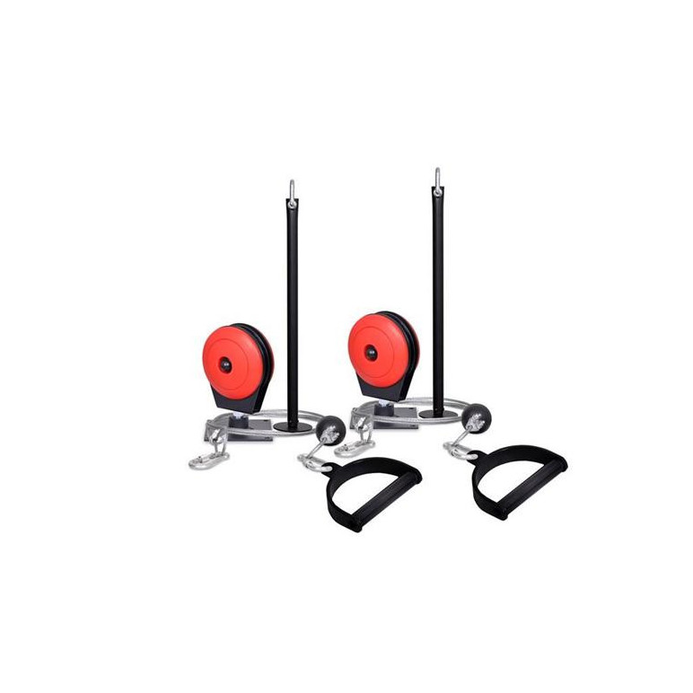 Accessoires de musculation : Système à poulie double pour exercice de tirage haut