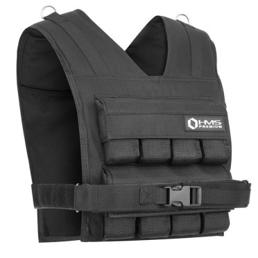 Gilet lesté de musculation noir avec poids en acier et caoutchouc