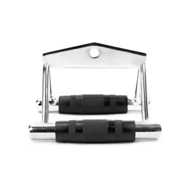 Poignée de tirage à deux mains avec grip en caoutchouc pour séances de musculation