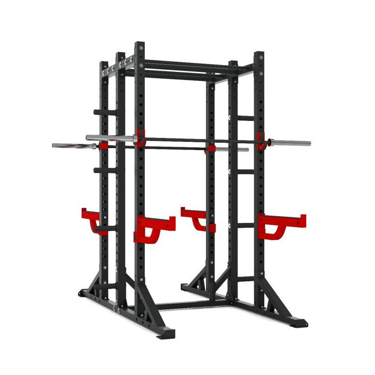 Rack à squat compact de musculation avec doubles postes d'entraînement