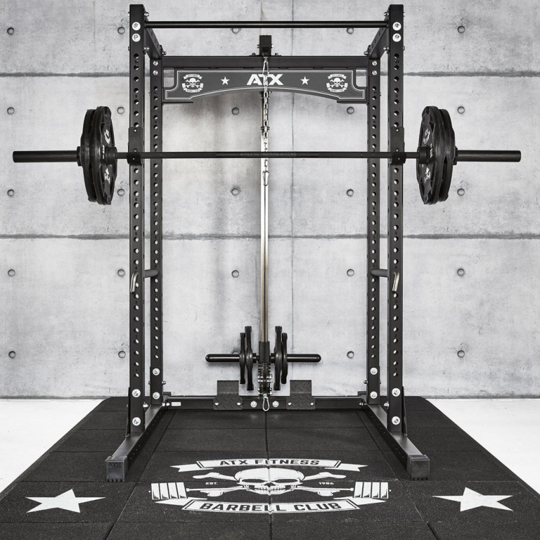 Power rack à squat de musculation de 195 cm avec système à poulie