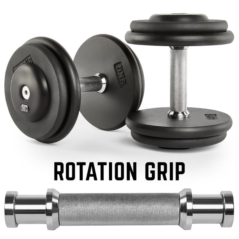 haltères en fonte avec poignées rotatives