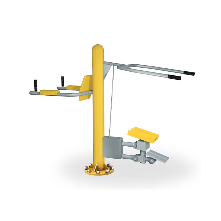 Double équipements de musculation en plein air pour parcours sportif adapté aux handicapés