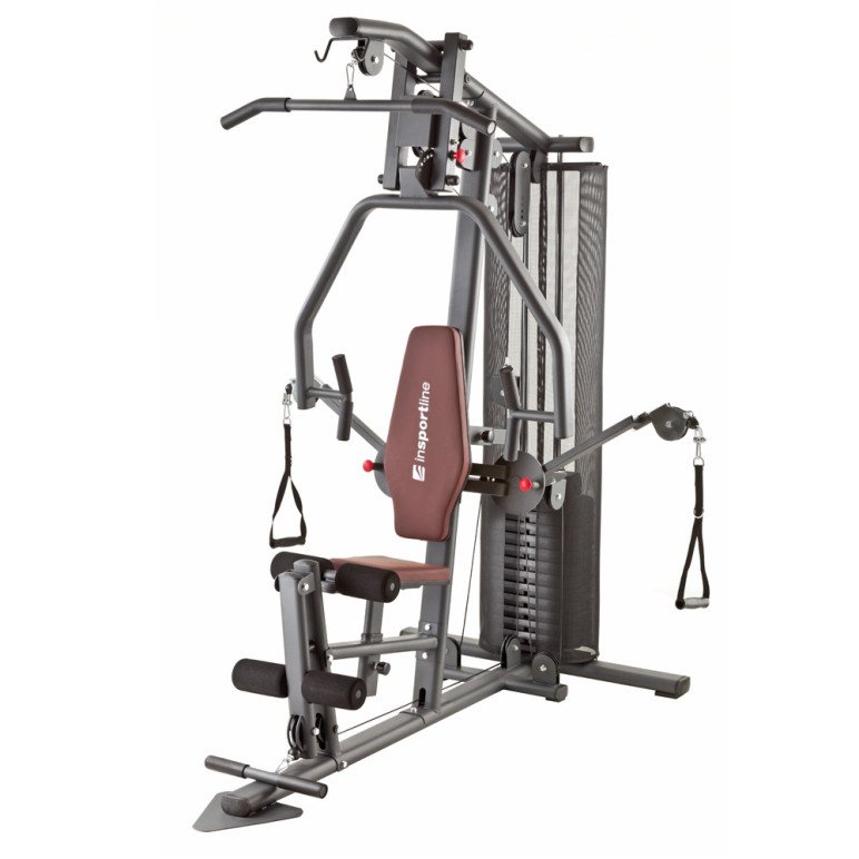 Machine de fitness et musculation à domicile multi-poste avec colonne de poids 91 kg et poulie haute / basse