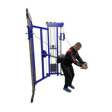 Station poulie vis à vis de musculation avec  double colonne de poids.