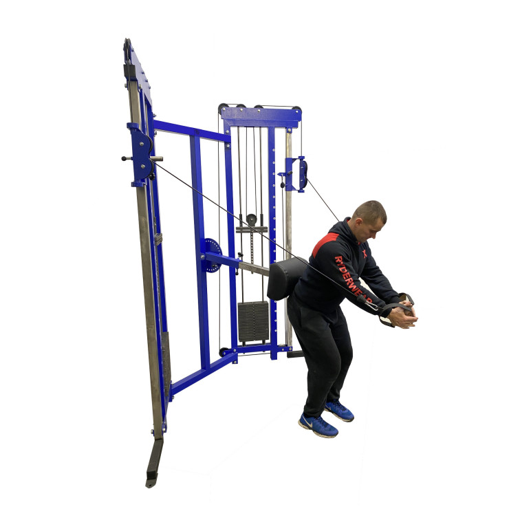 Station poulie vis à vis de musculation avec  double colonne de poids.