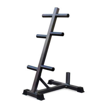 Arbre de rangement pour disques et barre olympique de 50 mm.