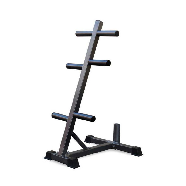 Arbre de rangement pour disques et barre olympique de 50 mm.