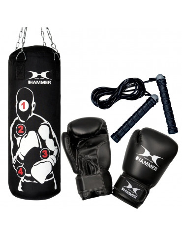 Kit de boxe avec sac de frappe, corde à sauter et gants de boxe