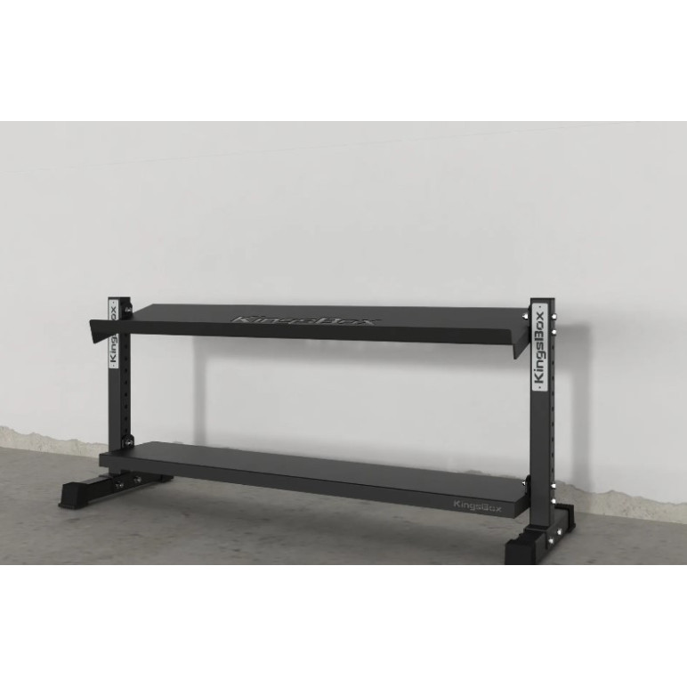 Rack de rangement en acier sur 2 étages pour haltères et kettlebells