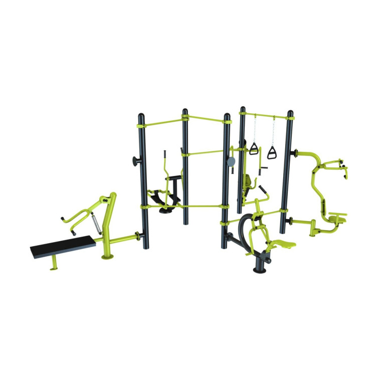 Station de musculation outdoor combinée 11 postes