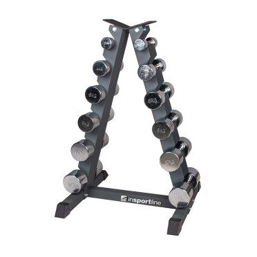 Ensemble d'haltères de musculation chromés 2 kg à 12 kg avec rangement