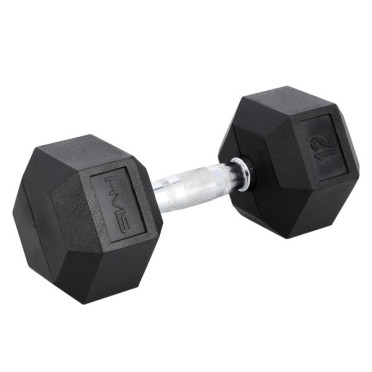 Haltère hexagonal de musculation en acier et caoutchouc 12 kg