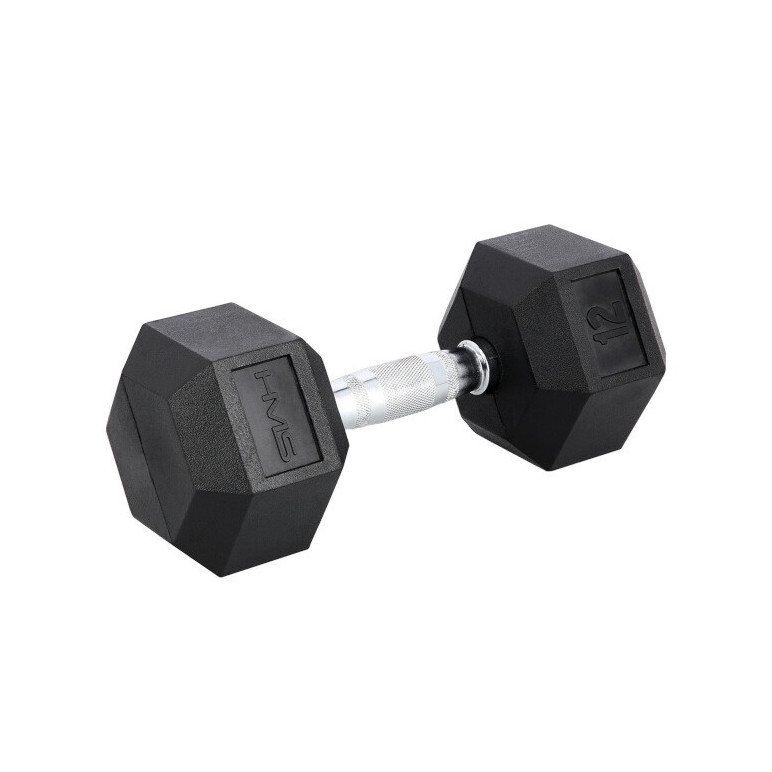Haltère hexagonal de musculation en acier et caoutchouc 12 kg