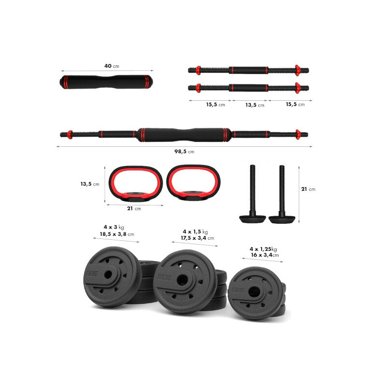 Ensemble d'haltérophilie 6 en 1 40 kg