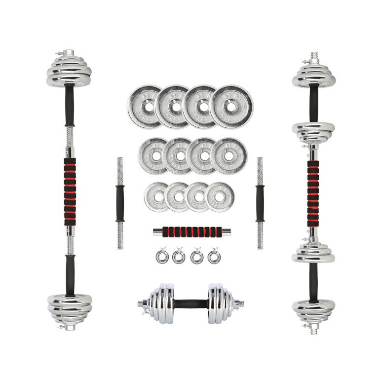 Pack complet d'haltères chromées 21 kg