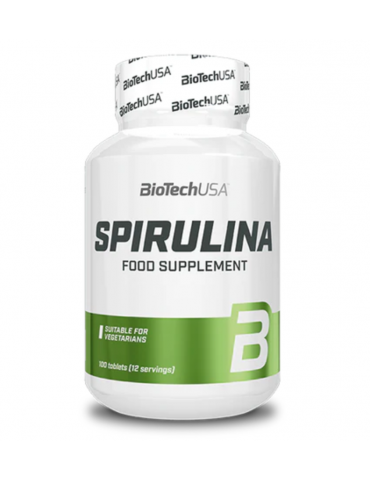 Supplément diététique à base de spiruline Biotech USA comprenant 100 comprimés