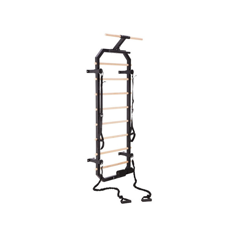 Échelle de fitness en acier et bois avec sangles de tirage incluse et barre de traction