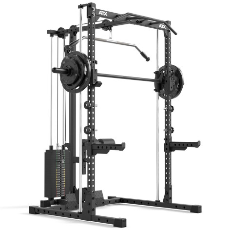 Half Rack Avec Station de Tirage et Barre Guidée Pour Squats