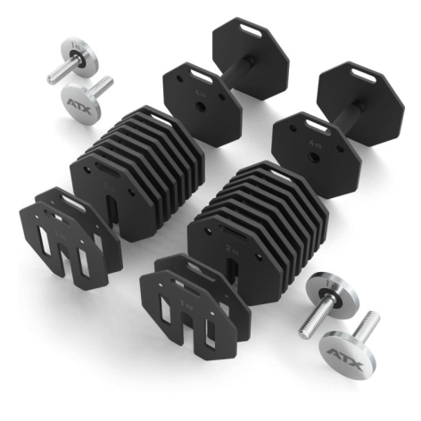 Haltères octogonales ATX 2 x 24 kg avec support de stockage