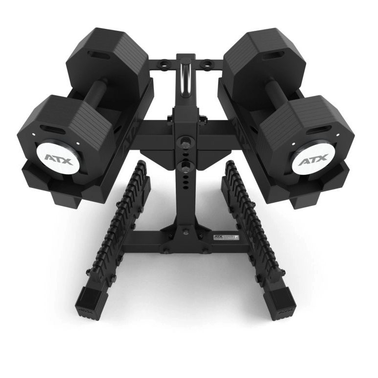 Paire d’haltères modulaires ATX 2×36 kg avec support