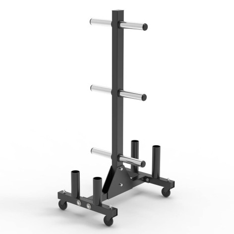Support de rangement mobile pour disques de poids et barres olympiques