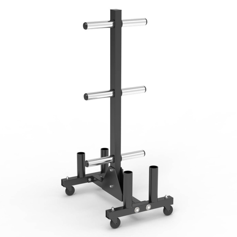 Rack vertical pour disques bumper et barres olympiques