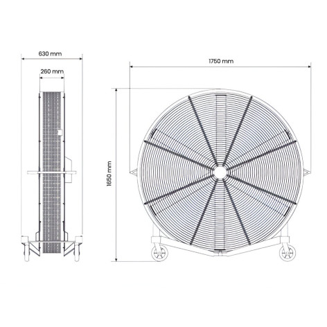 Dimensions ventilateur mobile pour salle de sport
