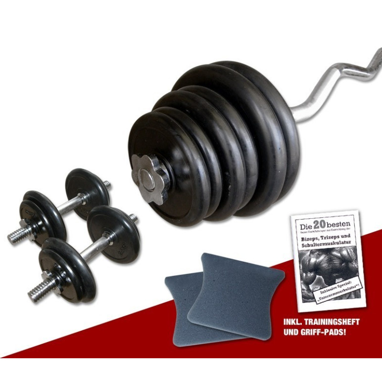 Kit spécial Home-gym barre de curl EZ paire d'haltères courtes et 35 kg disques de poids