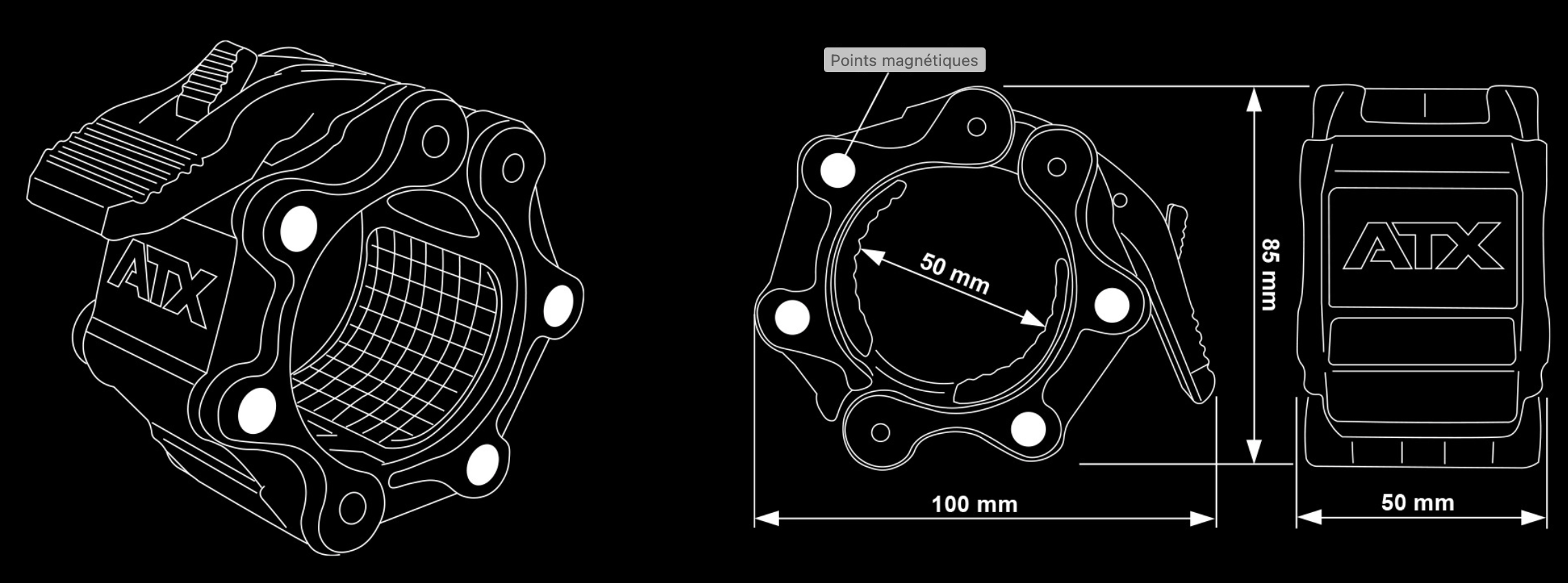 Dimensions verrous ATX
