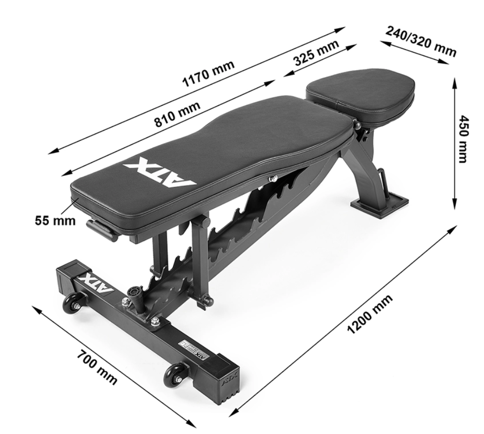 Dimensions du banc de musculation ATX multi-réglable