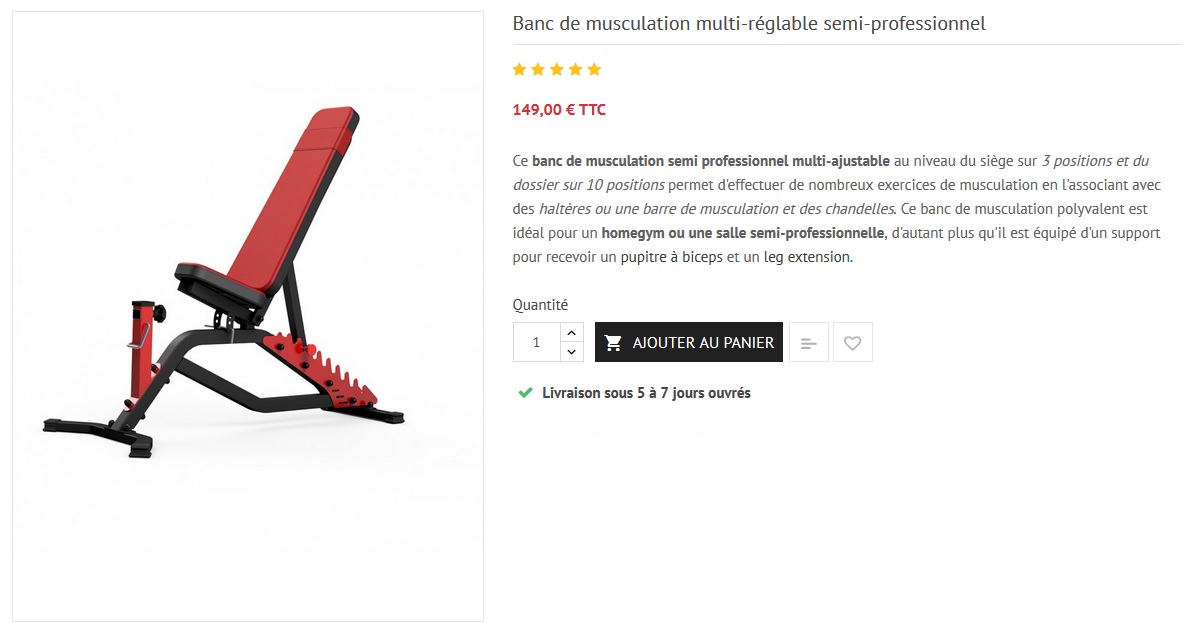 Banc de musculation semi pro homegym