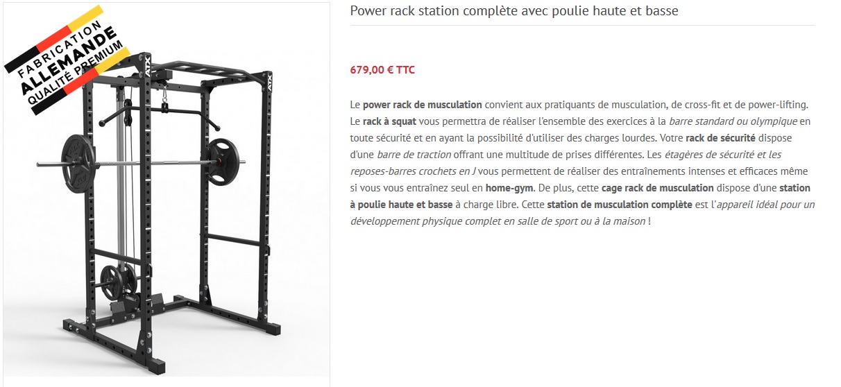 Power rack musculation poulie haute et basse