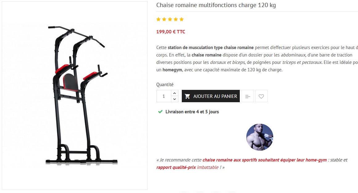 Chaise romaine professionnelle pas cher