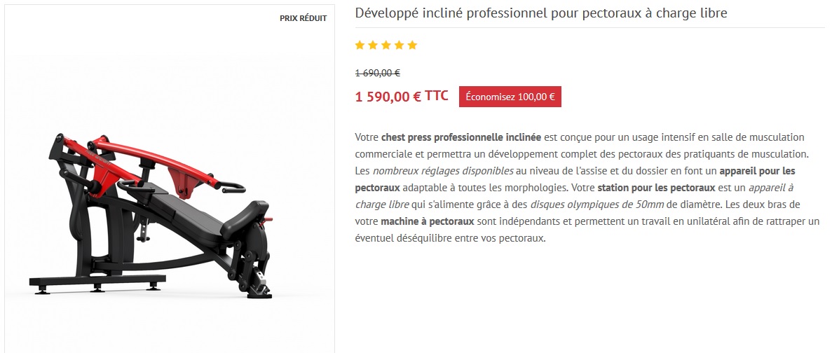 Incline chest press professionnelle pas cher