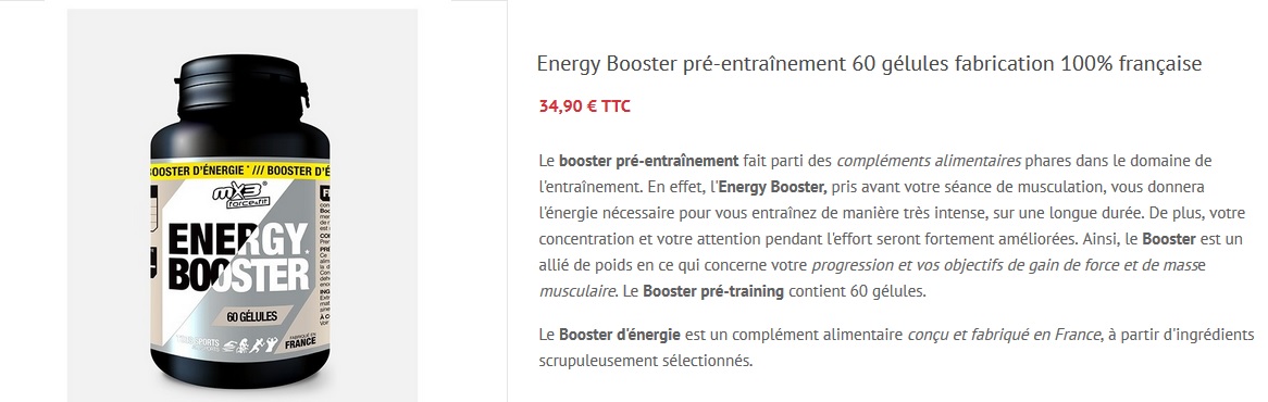 Energy booster musculation