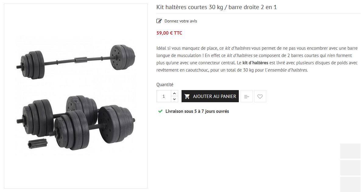 Kit haltères musculation homegym