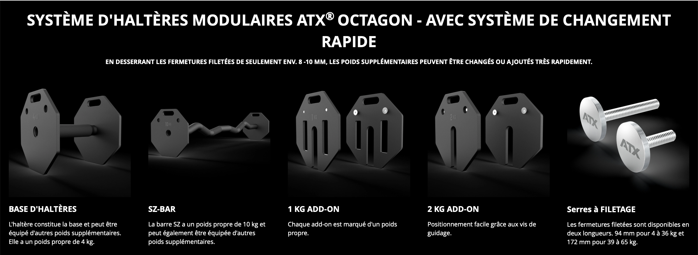 Haltères modulaires ATX Octa Dumbbells système intelligent