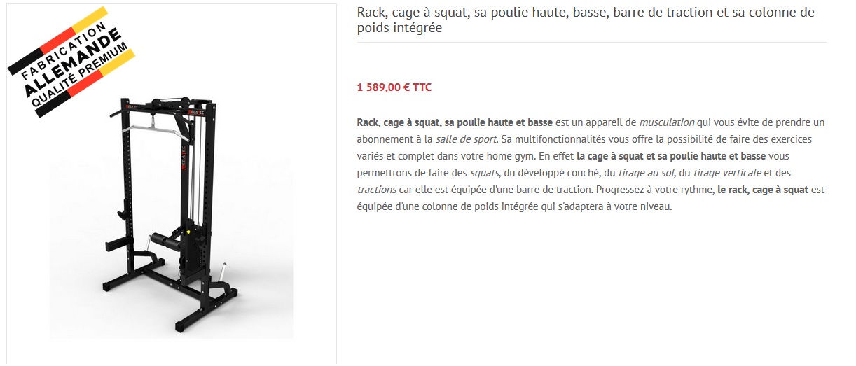 Cage à squat à poulie haute et basse avec colonne de poids