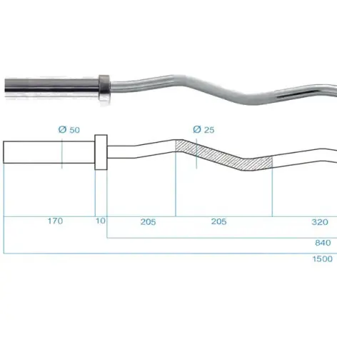 Barre olympique EZ curl 150 cm - vue 3
