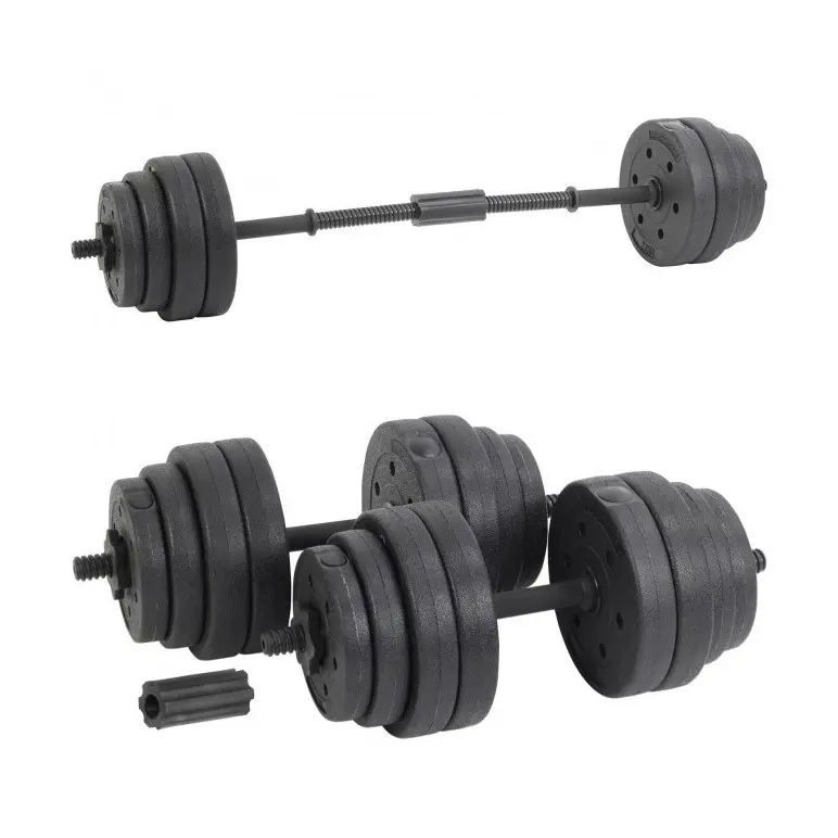 Kit haltères courtes 30 kg / barre droite 2 en 1