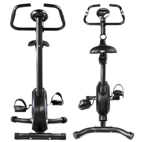 Vélo d'appartement avec guidon à poignées molletonnées