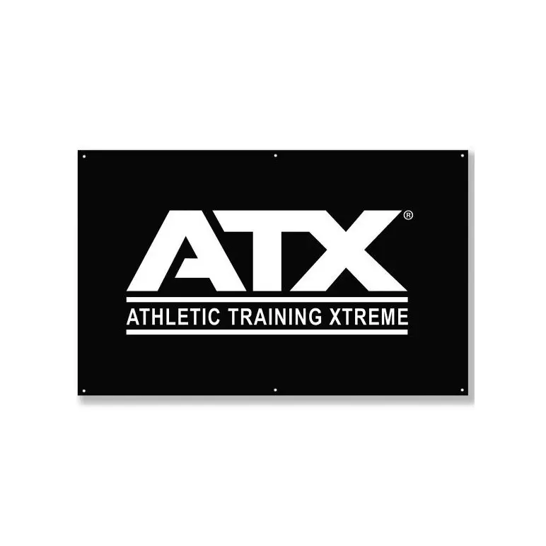 Bannière en tissu ATX 200x125 cm logo blanc sur fond noir